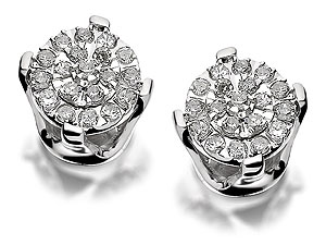 Unbranded 9ct White Gold Diamond Earrings 15pts per pair