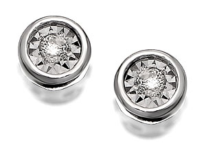 Unbranded 9ct White Gold Diamond Earrings 4mm - 045486