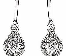 Unbranded 9ct White Gold Diamond Figure Of 8 Drop Earrings