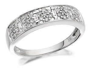 Unbranded 9ct White Gold Diamond Five Flower Panel Ring