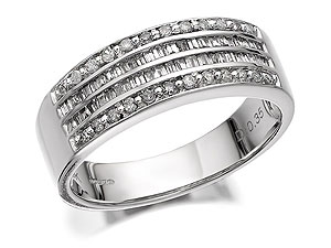 Unbranded 9ct White Gold Diamond Four Row Band Ring 0.5ct