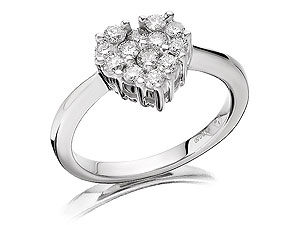 Unbranded 9ct-White-Gold-Diamond-Heart-Cluster-Ring--0.5ct-047111