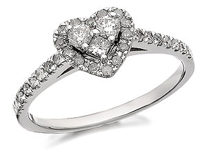 Unbranded 9ct White Gold Diamond Heart Cluster Ring 39pts