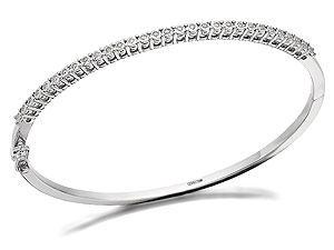 Unbranded 9ct White Gold Diamond Hinged Tennis Bangle