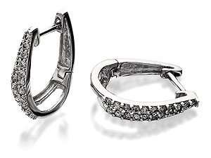 Unbranded 9ct White Gold Diamond Hoop Earrings 0.25ct per