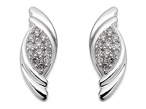 Unbranded 9ct White Gold Diamond Leaf Earrings 10pts per