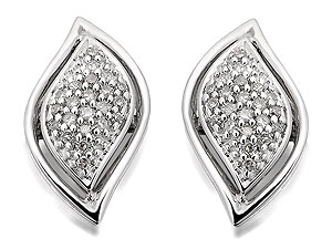 Unbranded 9ct White Gold Diamond Leaf Earrings 15pts per
