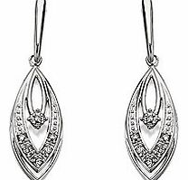 Unbranded 9ct White Gold Diamond Marquise Drop Earrings
