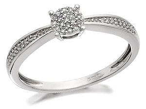 Unbranded 9ct White Gold Diamond Mini Cluster Ring 8pts