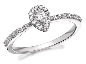 Unbranded 9ct White Gold Diamond Pear Cluster Ring 0.5ct