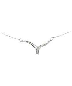 Unbranded 9ct White Gold Diamond Set Heart Twist Necklet