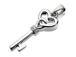 Unbranded 9ct-White-Gold-Diamond-Set-Key-Charm--9mm-073519