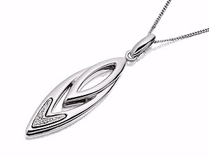 Unbranded 9ct White Gold Diamond Set Marquise Pendant And