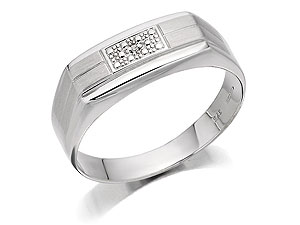 Unbranded 9ct White Gold Diamond Signet Ring - 184077