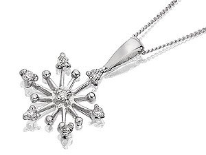 Unbranded 9ct-White-Gold-Diamond-Snowflake-Pendant-And-Chain-188297