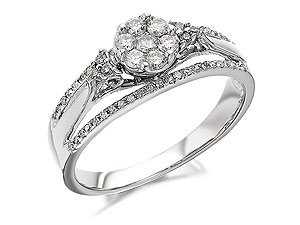 Unbranded 9ct White Gold Diamond Split Band Ring 0.33ct -