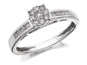 Unbranded 9ct White Gold Diamond Starburst Ring 0.33ct -