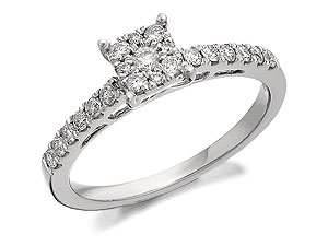 Unbranded 9ct White Gold Diamond Starburst Ring 30pts -