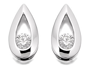 Unbranded 9ct White Gold Diamond Tear Drop Earrings 15pts