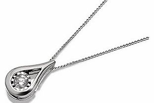 Unbranded 9ct White Gold Diamond Tear Drop Pendant And