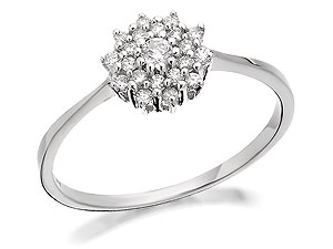 Unbranded 9ct White Gold Diamond Three Tier Cluster Ring