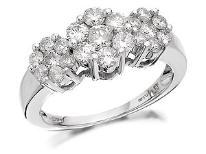 Unbranded 9ct-White-Gold-Diamond-Trilogy-Cluster-Ring--1ct-046622