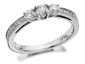 Unbranded 9ct White Gold Diamond Trilogy Ring 0.5ct -