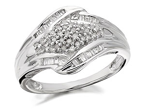 Unbranded 9ct White Gold Diamond Triple Band Cluster Ring