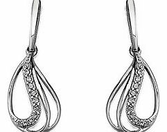 A curved, free-moving triple loop with the edge of the front loop set with lots of little diamonds (12pts per pair total diamond weight), together creating earrings with a free-moving drop of 2.4cm x 9mm.