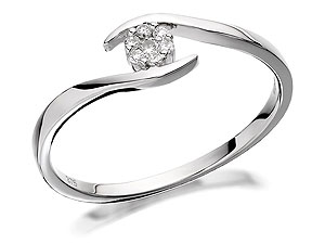 Unbranded 9ct White Gold Diamond Twist Cluster Ring 8pts