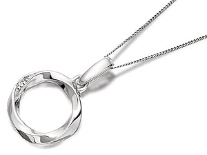 Unbranded 9ct White Gold Diamond Twisted Open Circle