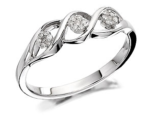 Unbranded 9ct White Gold Diamond Weave Trilogy Ring