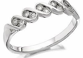 Unbranded 9ct White Gold Diamond Zig Zag Ring 0.25ct -