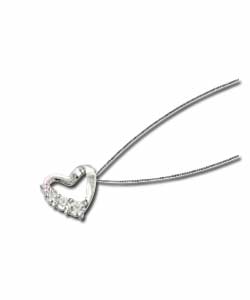 9ct White Gold Diamonite Cubic Zirconia Heart Pendant