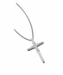 9ct White Gold Diamonite Cubic Zirconia Set Cross