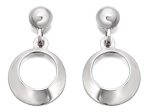 Unbranded 9ct White Gold Domed Cut Out Circle Earrings