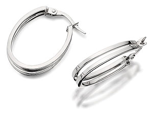 Unbranded 9ct White Gold Double Strand Oval Creole