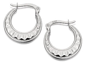 Unbranded 9ct White Gold Egyptian Style Beaded Edge Creole