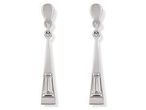 Unbranded 9ct White Gold Elongated Triangle Drop Earrings