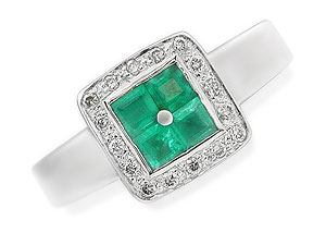 Unbranded 9ct White Gold Emerald and Diamond Ring 046855-J