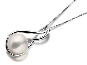 Unbranded 9ct White Gold Enfolded Pearl Pendant And Chain