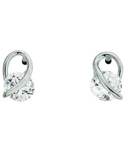 Unbranded 9ct White Gold Fancy Cross Over Stud Earrings