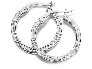 Unbranded 9ct White Gold Garland And Bead Hoop Earrings -