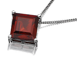 Unbranded 9ct-White-Gold-Garnet-Pendant-And-Chain-188380