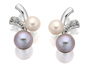 Unbranded 9ct White Gold Grey And White Freshwater Pearl