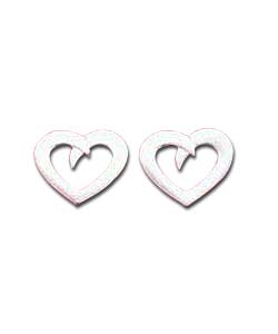 9ct White Gold Heart Studs