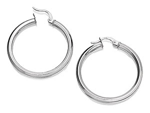 Unbranded 9ct White Gold Hoop Earrings 30mm - 074328