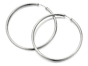 Unbranded 9ct-White-Gold-Hoop-Earrings--4.7cm-074155