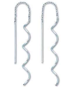 9ct White Gold Ladies Twist Pull Through Earrings