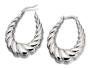 Unbranded 9ct-White-Gold-Large-Ribbon-Twist-Creole-Earrings--2.5cm-074148